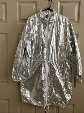 wild fable Silver Metallic Drawcord Trench Coat
